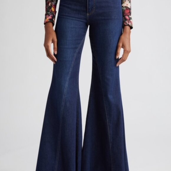 Alice & Olivia High Waist Ruffle Flare Leg Jeans - Picture 2 of 5